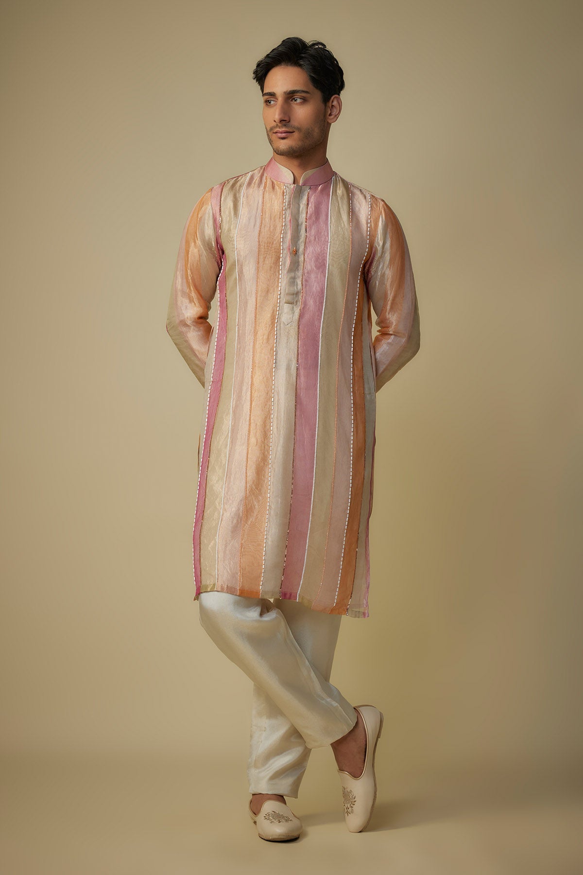 Buy Multicolor Tissue Kurta & Pants by Masumi Mewawalla for men online at ScrollnShops